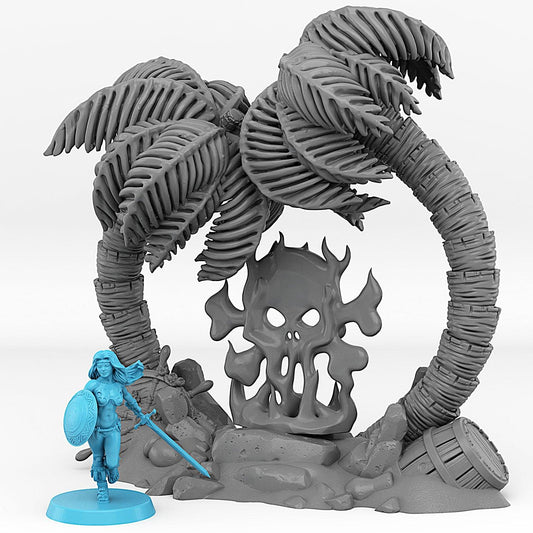3D Printed Fantastic Plants and Rocks Pirate Island Portal With Its Pirate Skull Effect 28mm - 32mm D&D Wargaming - 3D Printing Boss 