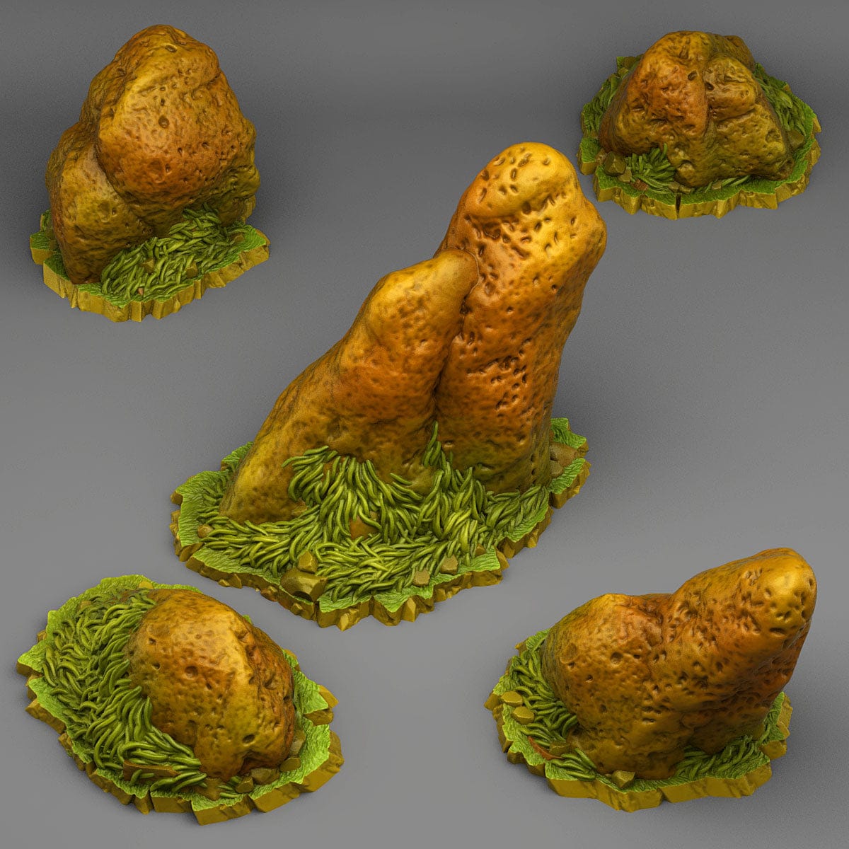 3D Printed Fantastic Plants and Rocks Prairie Natural Stones 28mm - 32mm D&D Wargaming - 3D Printing Boss 