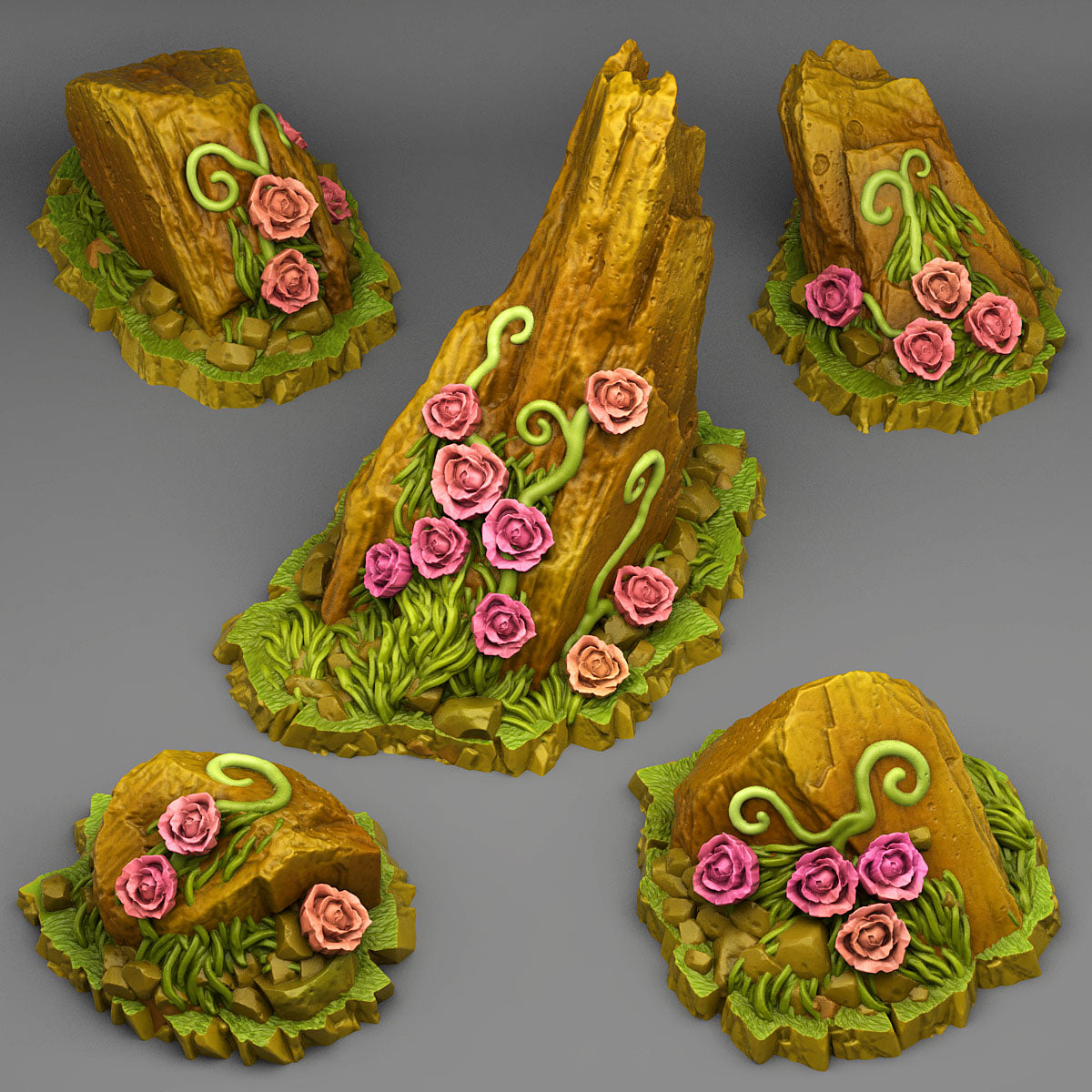 3D Printed Fantastic Plants and Rocks Rocks Of Roses 28mm - 32mm D&D Wargaming - 3D Printing Boss 