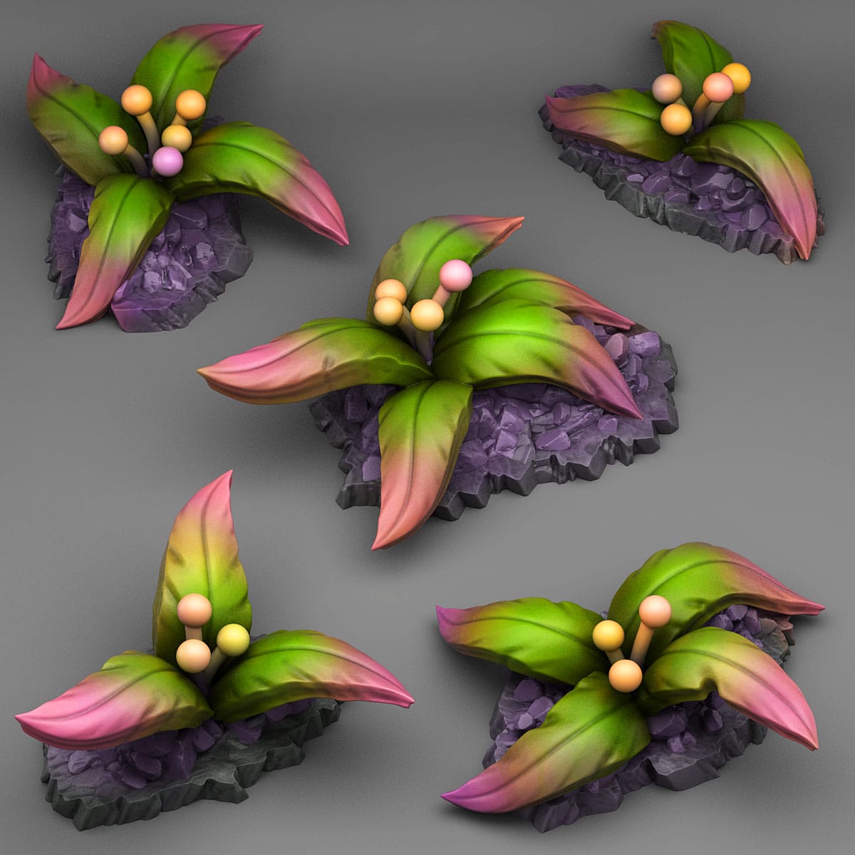 3D Printed Fantastic Plants and Rocks Romantic Plants 28mm - 32mm D&D Wargaming - 3D Printing Boss 