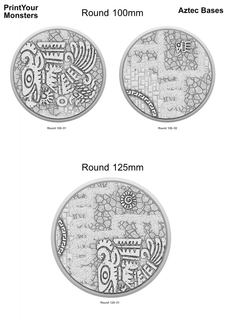 3D Printed Fantastic Plants and Rocks Round Bases Aztec Bases 28mm - 32mm D&D Wargaming - 3D Printing Boss 