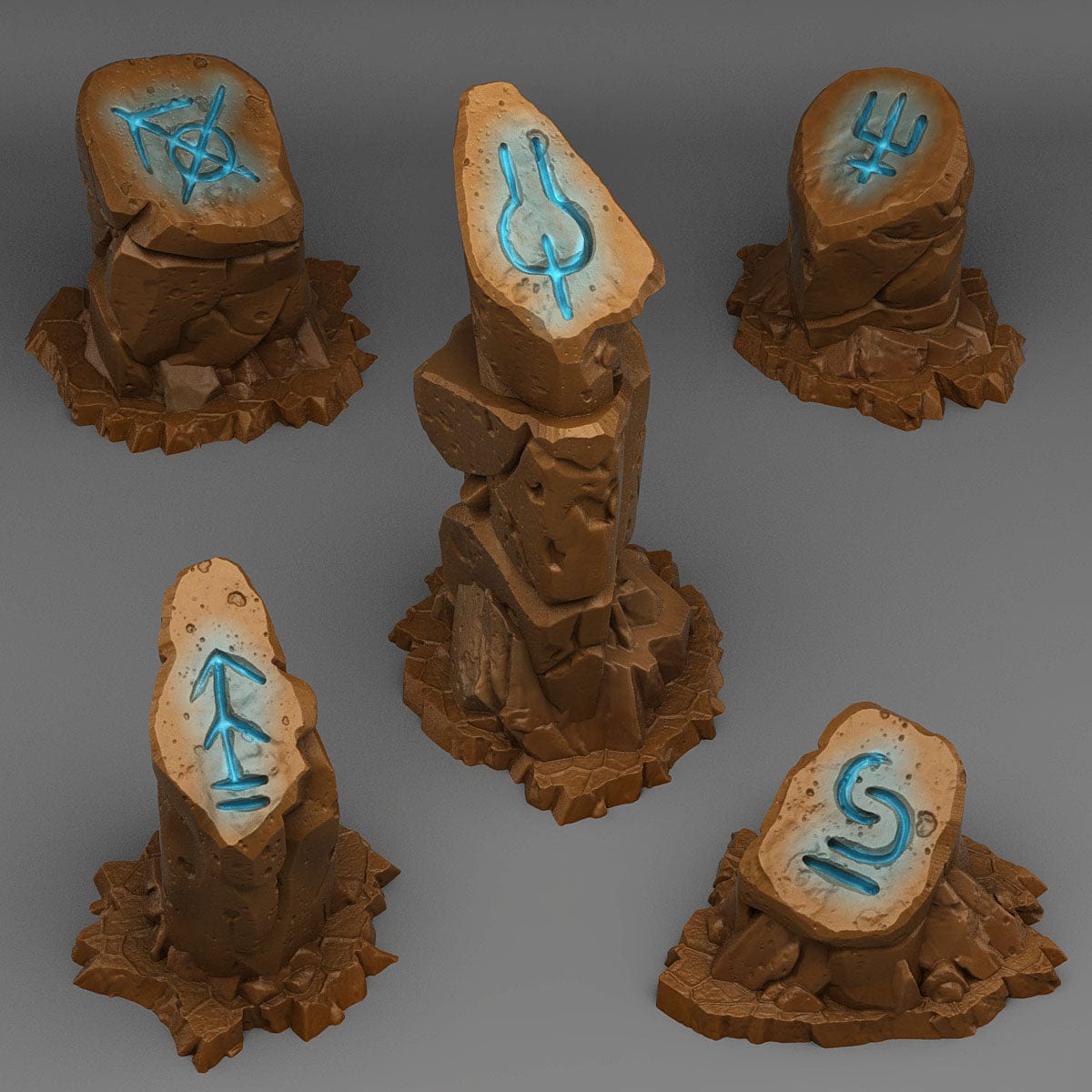 3D Printed Fantastic Plants and Rocks Sci Fi Glyph Stones 328mm - 32mm D&D Wargaming - 3D Printing Boss 