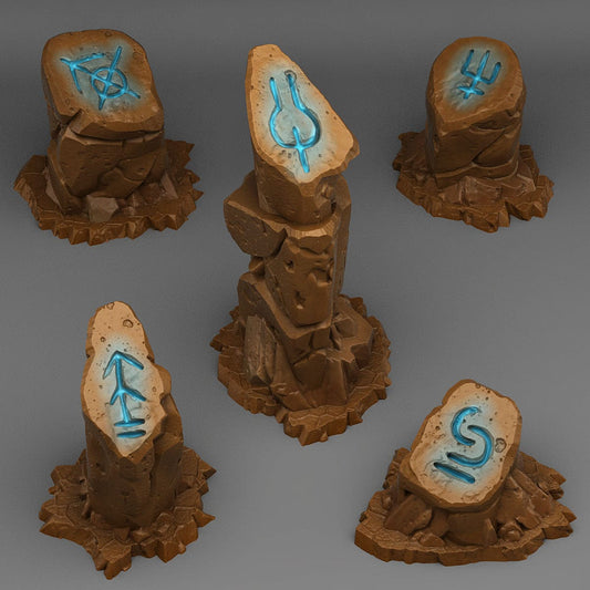 3D Printed Fantastic Plants and Rocks Sci Fi Glyph Stones 328mm - 32mm D&D Wargaming - 3D Printing Boss 