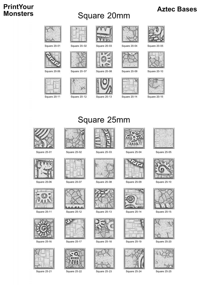 3D Printed Fantastic Plants and Rocks Square Bases Aztec Bases 28mm - 32mm D&D Wargaming - 3D Printing Boss 