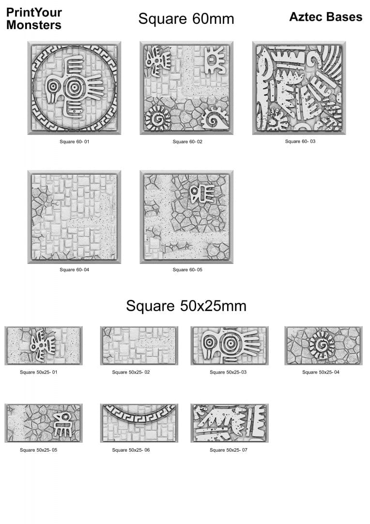 3D Printed Fantastic Plants and Rocks Square Bases Aztec Bases 28mm - 32mm D&D Wargaming - 3D Printing Boss 