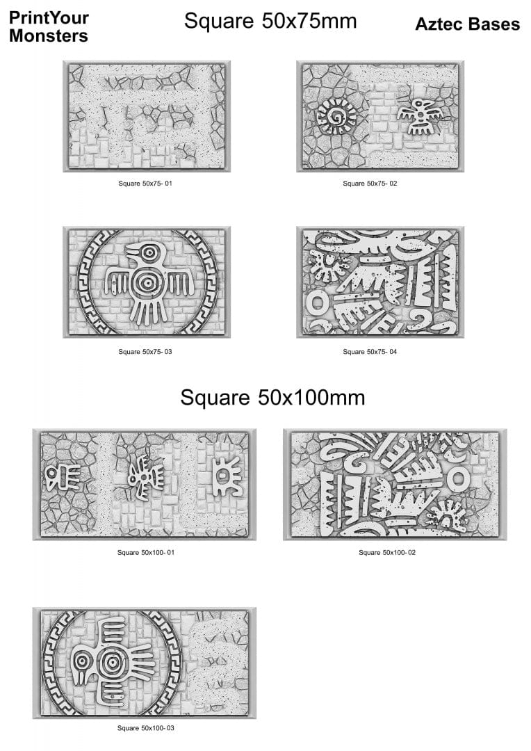 3D Printed Fantastic Plants and Rocks Square Bases Aztec Bases 28mm - 32mm D&D Wargaming - 3D Printing Boss 
