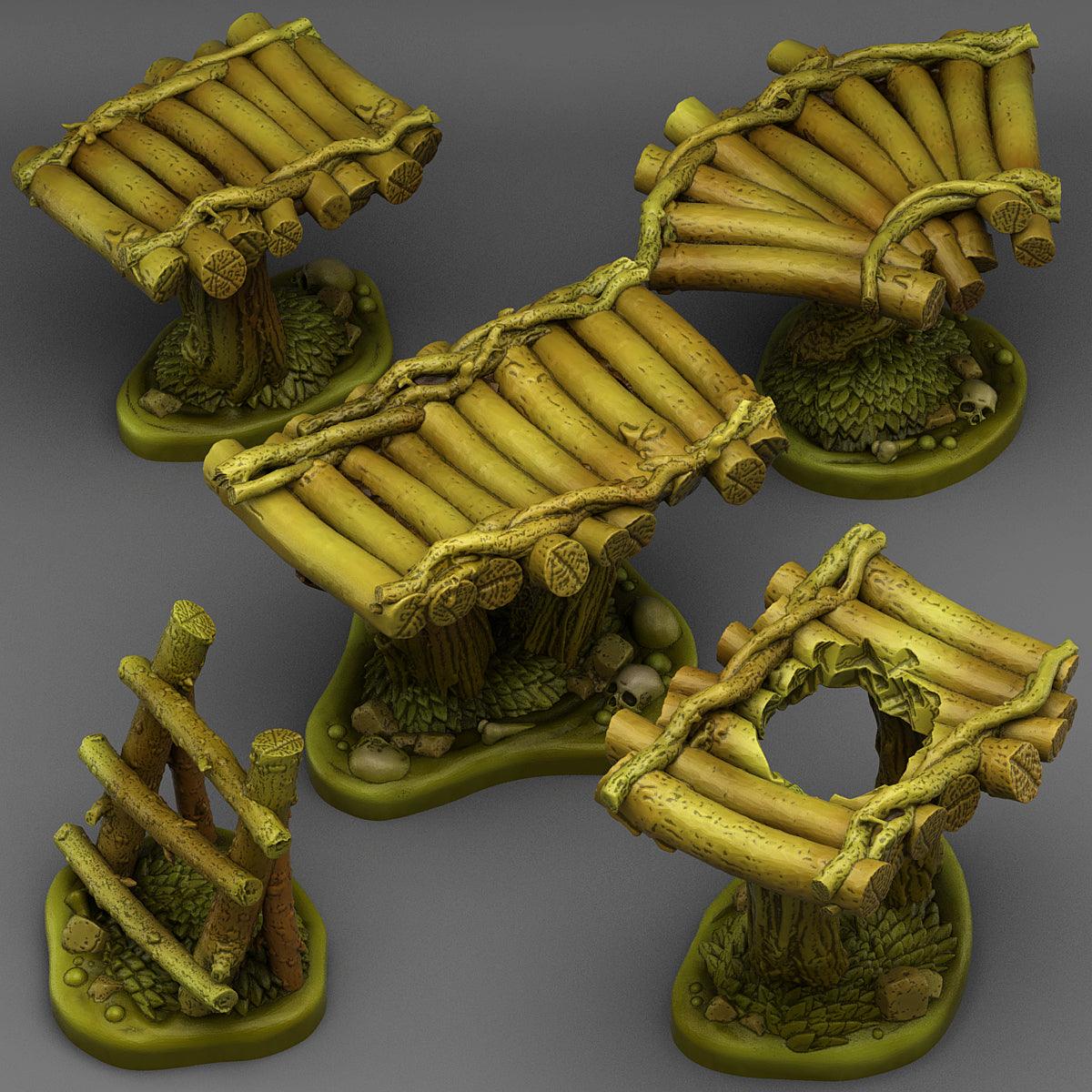 3D Printed Fantastic Plants and Rocks Swamp Modular Bridges 28mm - 32mm D&D Wargaming - 3D Printing Boss 