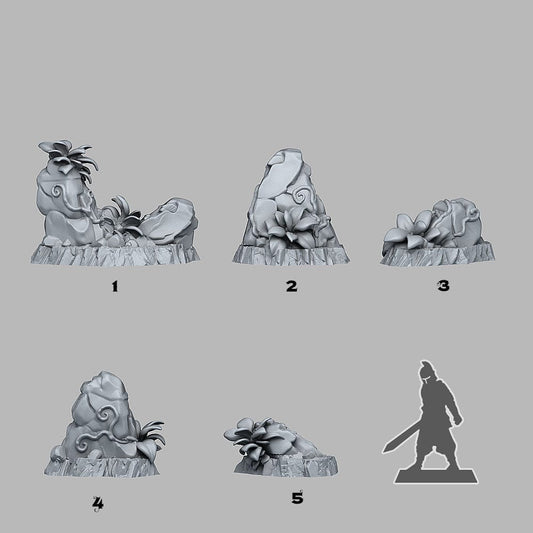 3D Printed Fantastic Plants and Rocks Tropical Rocks 28mm - 32mm D&D Wargaming - 3D Printing Boss 
