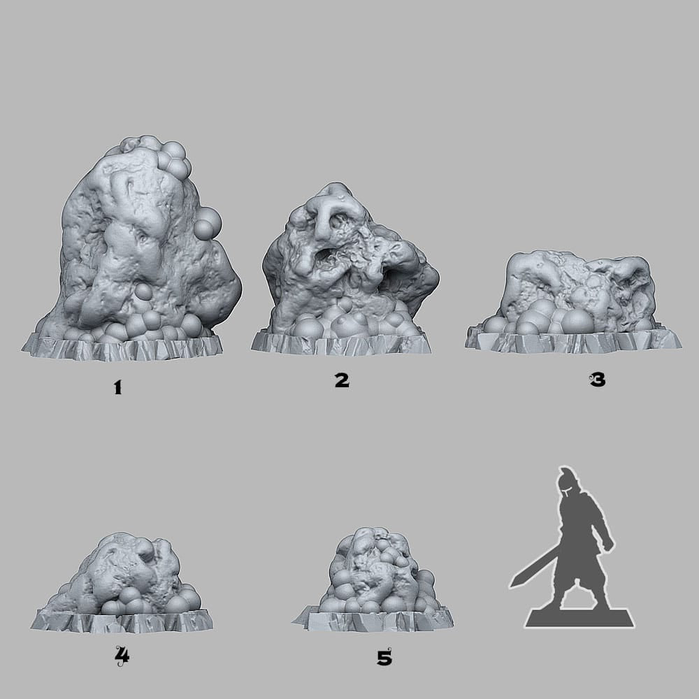 3D Printed Fantastic Plants and Rocks Virus Rocks 28mm - 32mm D&D Wargaming - 3D Printing Boss 