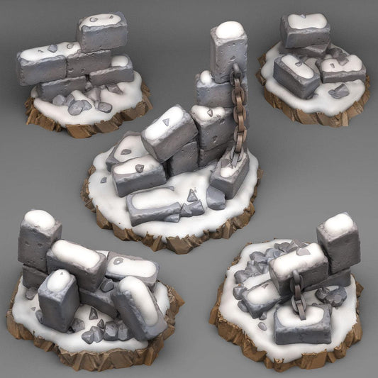 3D Printed Fantastic Plants and Rocks Winter Ruins 28mm - 32mm D&D Wargaming - 3D Printing Boss 