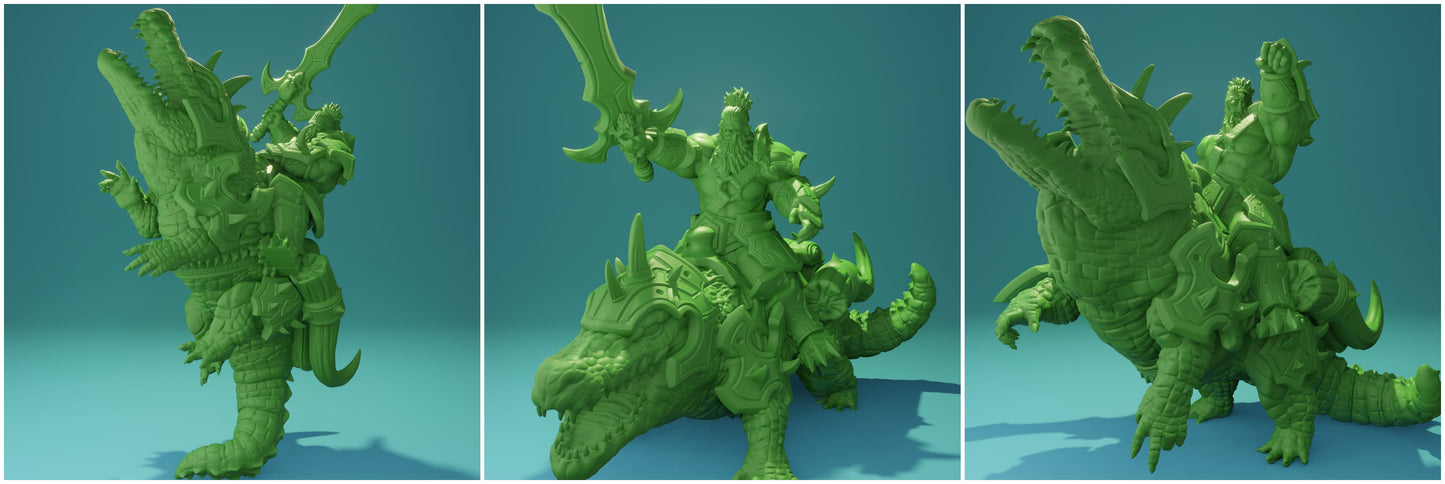 3D Printed Nafarrate Crocodile Rider Orc Set Orcs Army 28 32 mm D&D - 3D Printing Boss 