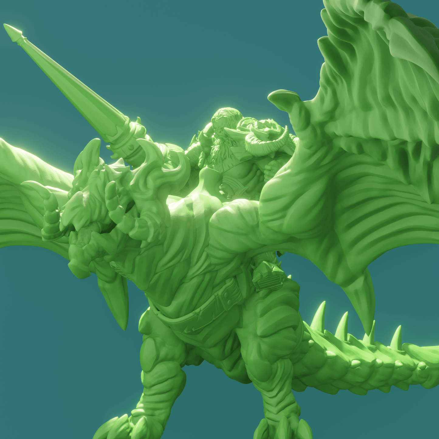 3D Printed Nafarrate Dragon Rider Orc Set Orcs Army 28 32 mm D&D - 3D Printing Boss 