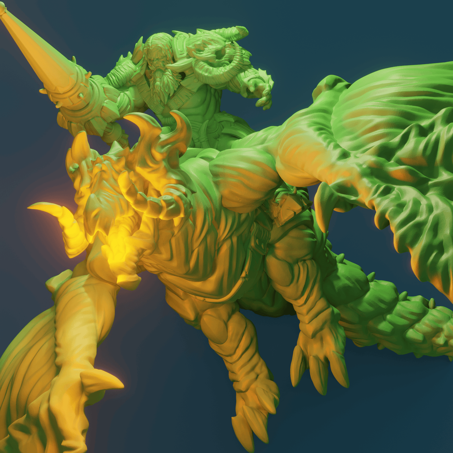 3D Printed Nafarrate Dragon Rider Orc Set Orcs Army 28 32 mm D&D - 3D Printing Boss 
