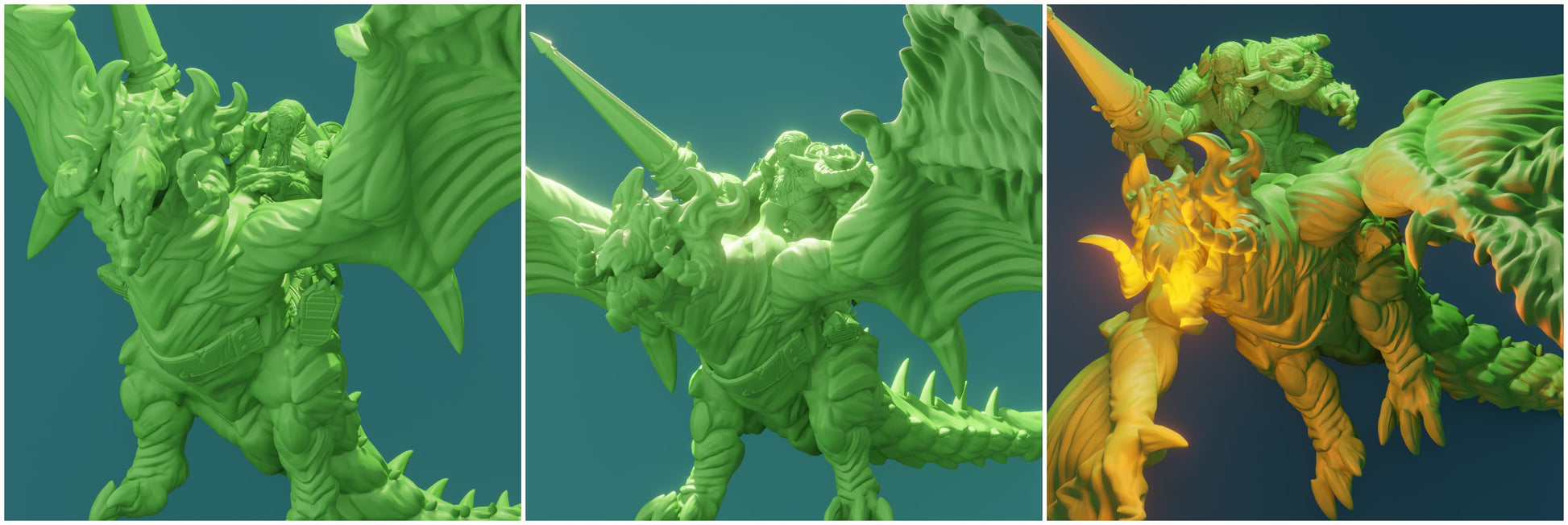 3D Printed Nafarrate Dragon Rider Orc Set Orcs Army 28 32 mm D&D - 3D Printing Boss 