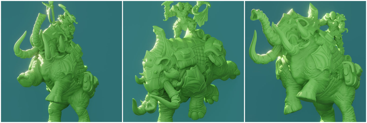3D Printed Nafarrate Mammoth Rider Orc Set Orcs Army 28 32 mm D&D - 3D Printing Boss 