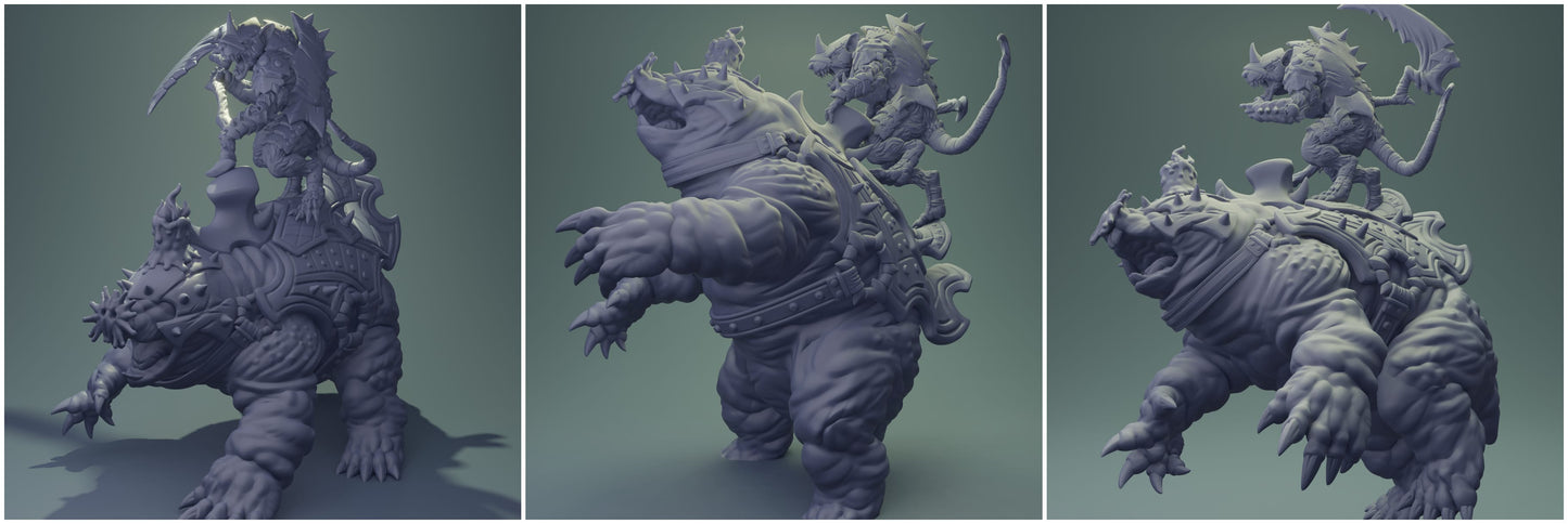 3D Printed Nafarrate Rat Riding Mole Rats Army 28mm 32mm D&D - 3D Printing Boss 