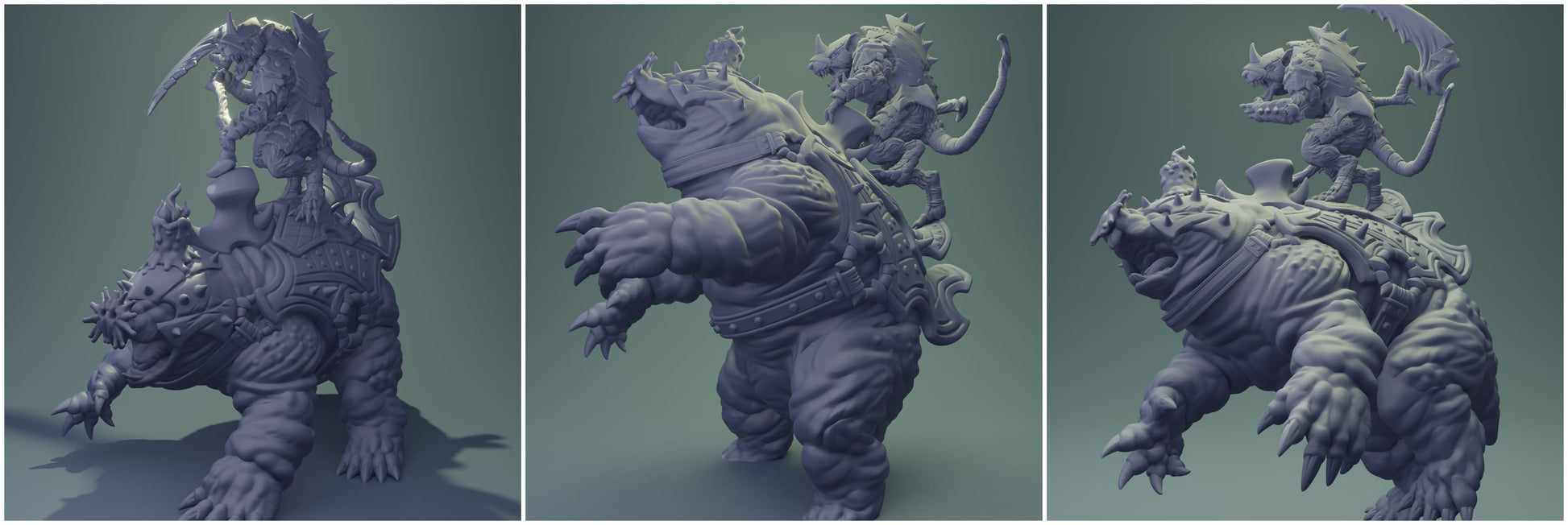 3D Printed Nafarrate Rat Riding Mole Rats Army 28mm 32mm D&D - 3D Printing Boss 