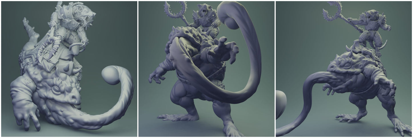 3D Printed Nafarrate Rats Army Rat Riding Frog Set 28mm 32mm D&D - 3D Printing Boss 