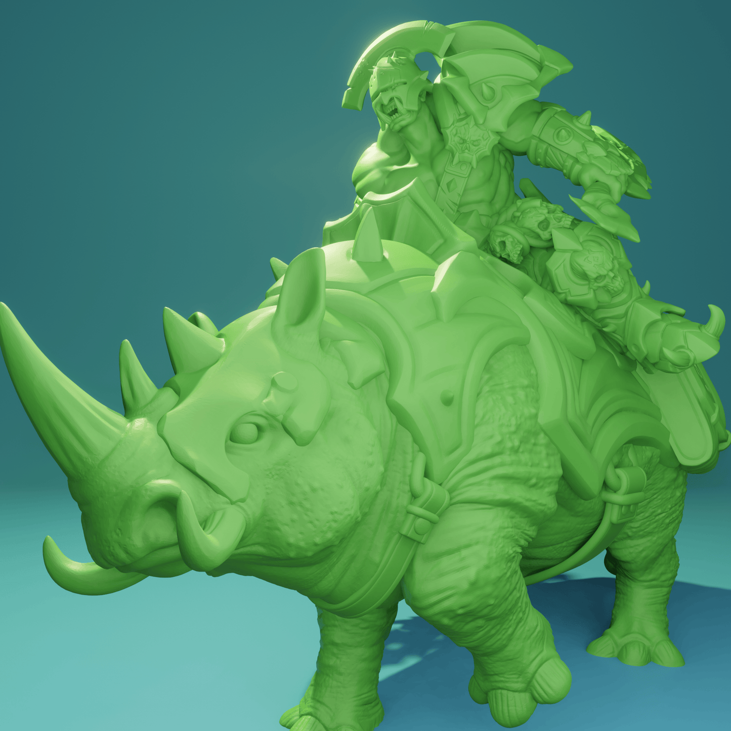 3D Printed Nafarrate Rhino Rider Orc Set Orcs Army 28 32 mm D&D - 3D Printing Boss 