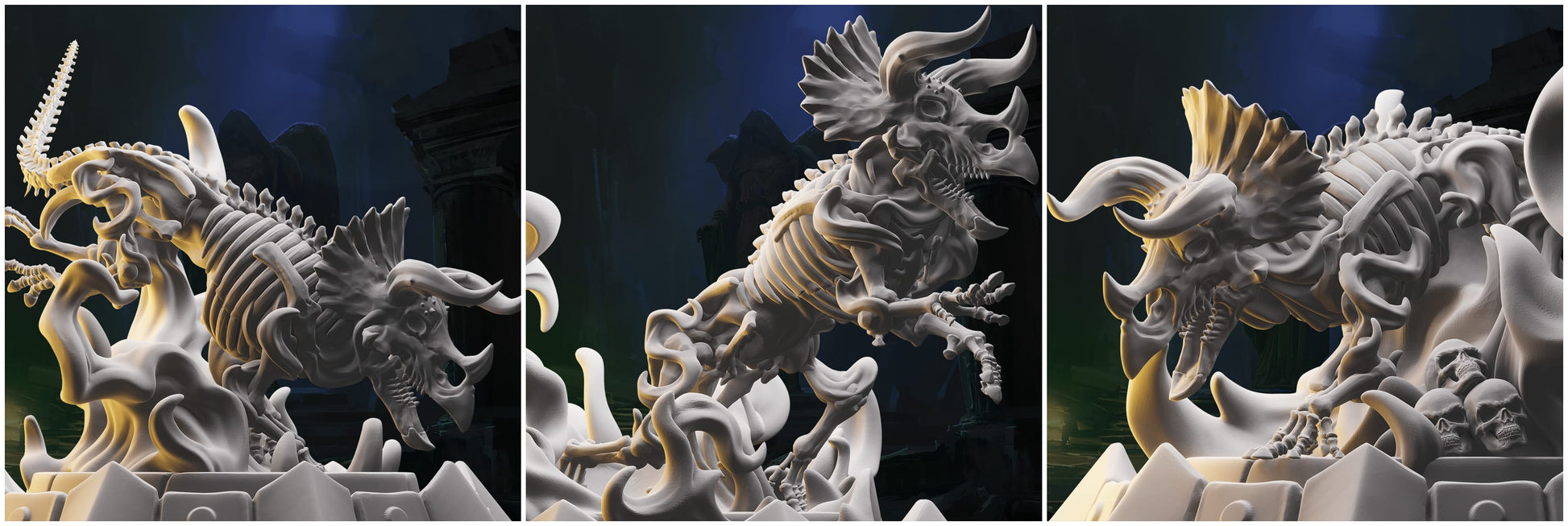 3D Printed Nafarrate Skeletons Army Skeletal Triceratops Set 28mm 32mm D&D - 3D Printing Boss 