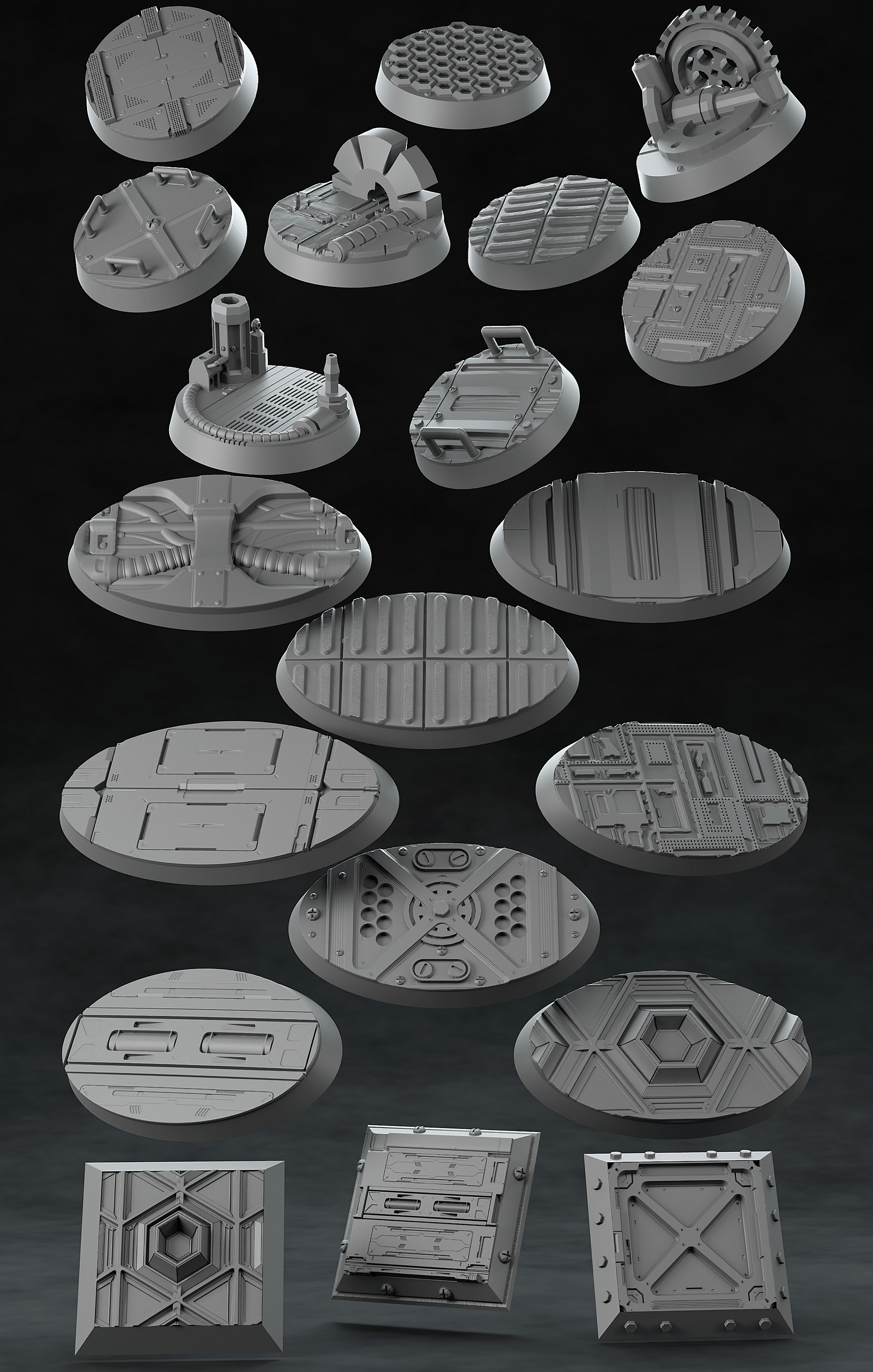 3D Printed Nafarrate Space Orc Bases Set Space Orcs 28 32 mm D&D - 3D Printing Boss 