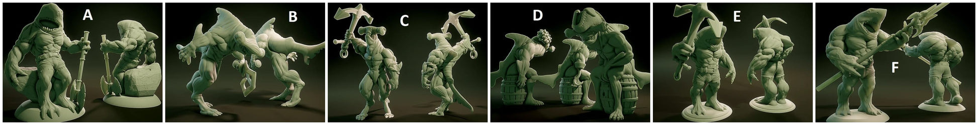 3D Printed Nafarrate Wereshark Lovecraftian Bestiary 28 32 mm D&D - 3D Printing Boss 