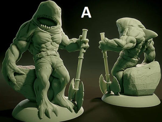 3D Printed Nafarrate Wereshark Lovecraftian Bestiary 28 32 mm D&D - 3D Printing Boss 