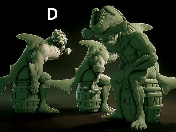 3D Printed Nafarrate Wereshark Lovecraftian Bestiary 28 32 mm D&D - 3D Printing Boss 