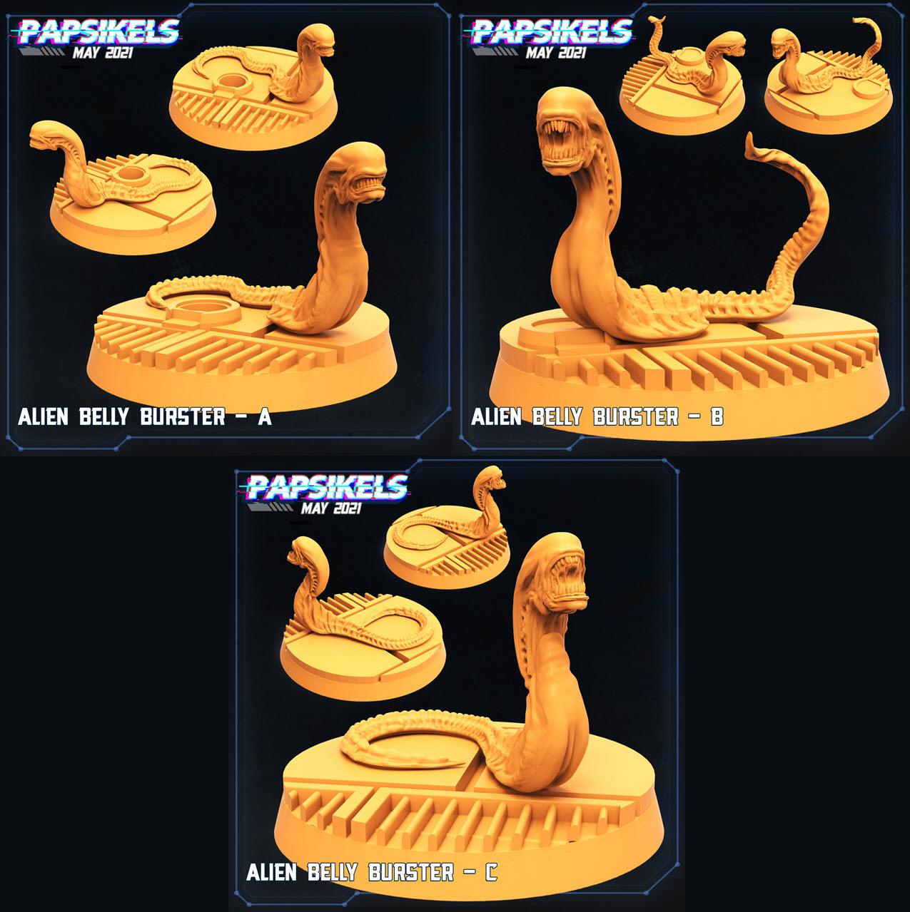 3D Printed Papsikels Alien Belly Bursters Set Aliens vs Humans 28mm 32mm - 3D Printing Boss 