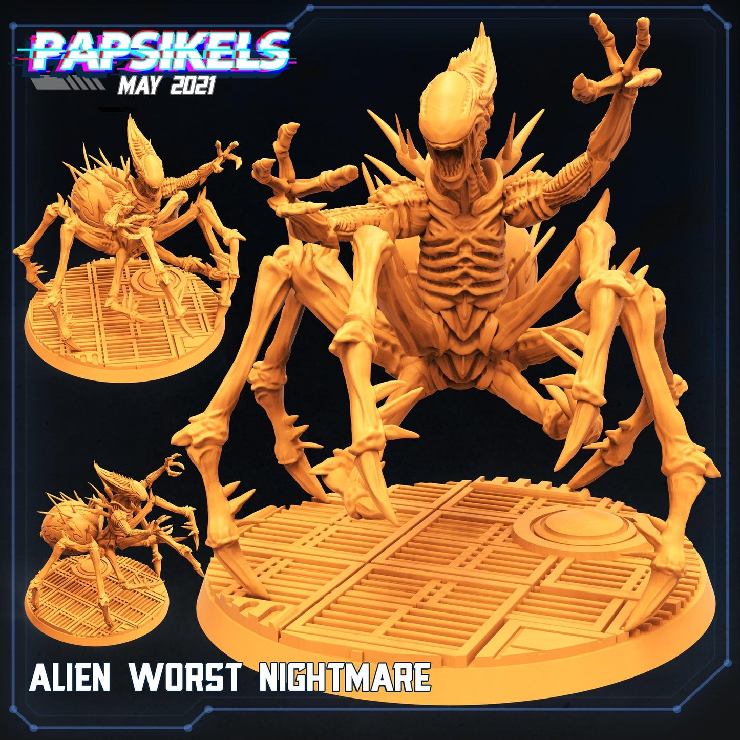 3D Printed Papsikels Alien Worst Nightmare Aliens vs Humans 28mm 32mm - 3D Printing Boss 