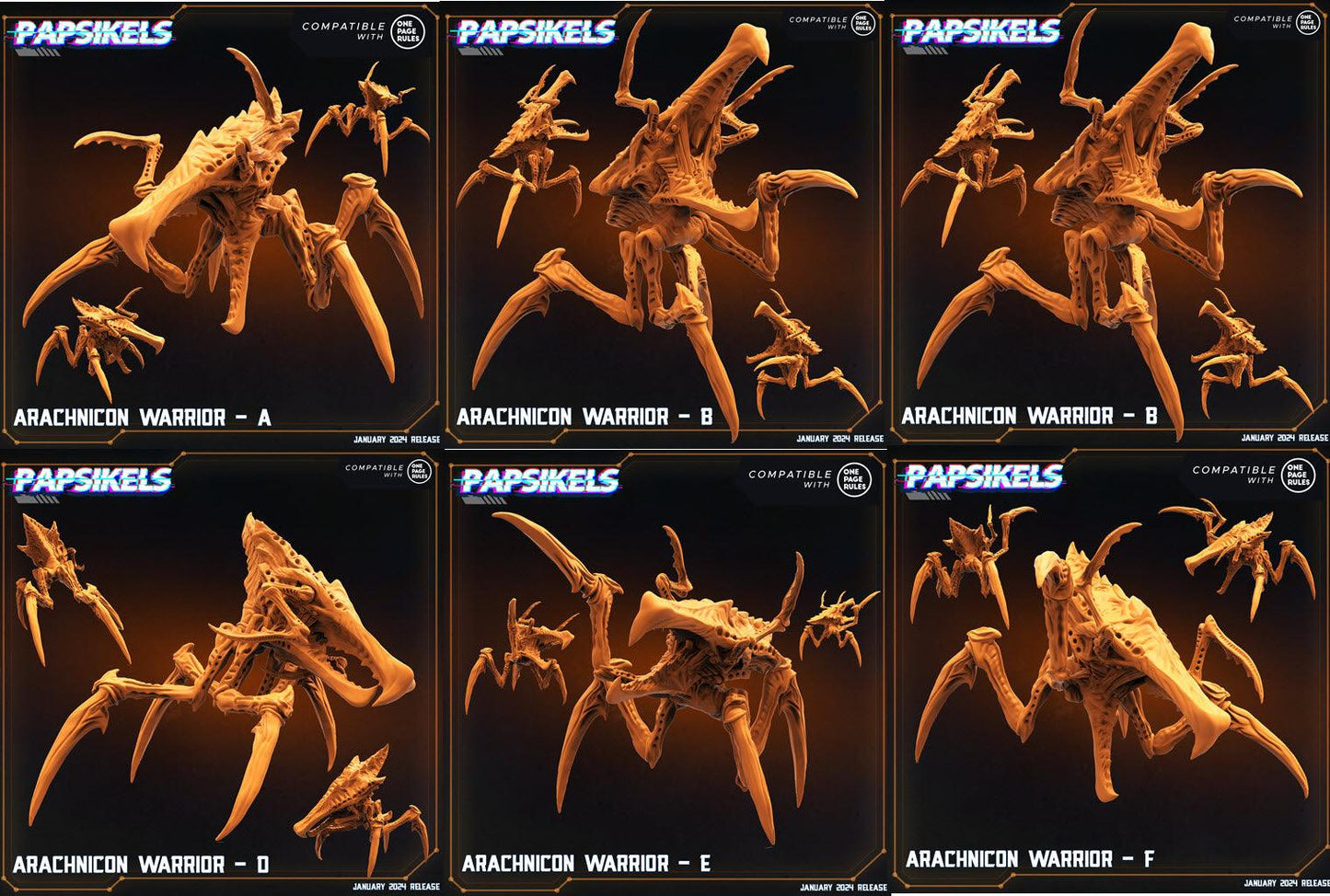 3D Printed Papsikels Arachnicon Warriors Set Dropship Troopers 28mm 32mm - 3D Printing Boss 