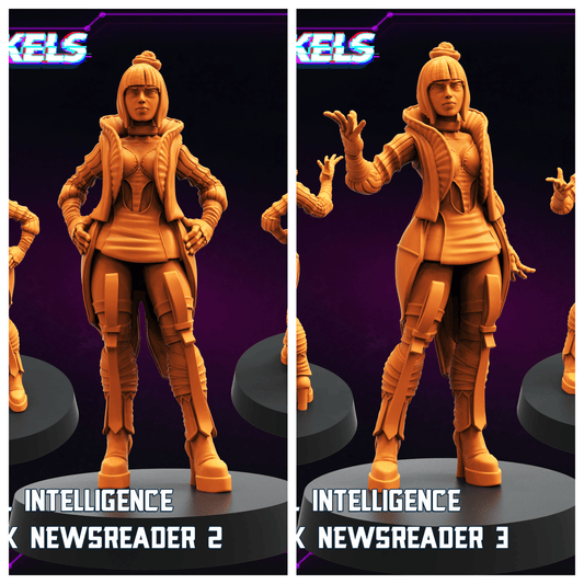 3D Printed Papsikels Artificial Intelligence Network Newsreader Set May 2025 Cyberpunk Set 28mm 32mm - 3D Printing Boss 