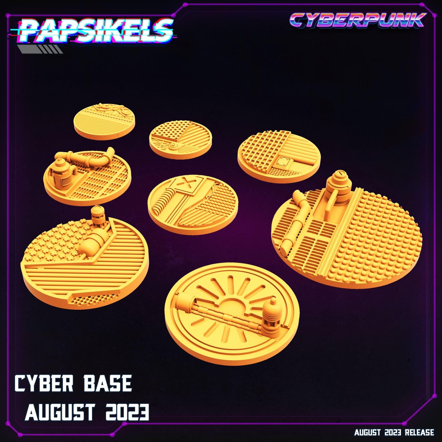 3D Printed Papsikels August 2023 - Cyberpunk Cyberbase August 2023 28mm 32mm - 3D Printing Boss 
