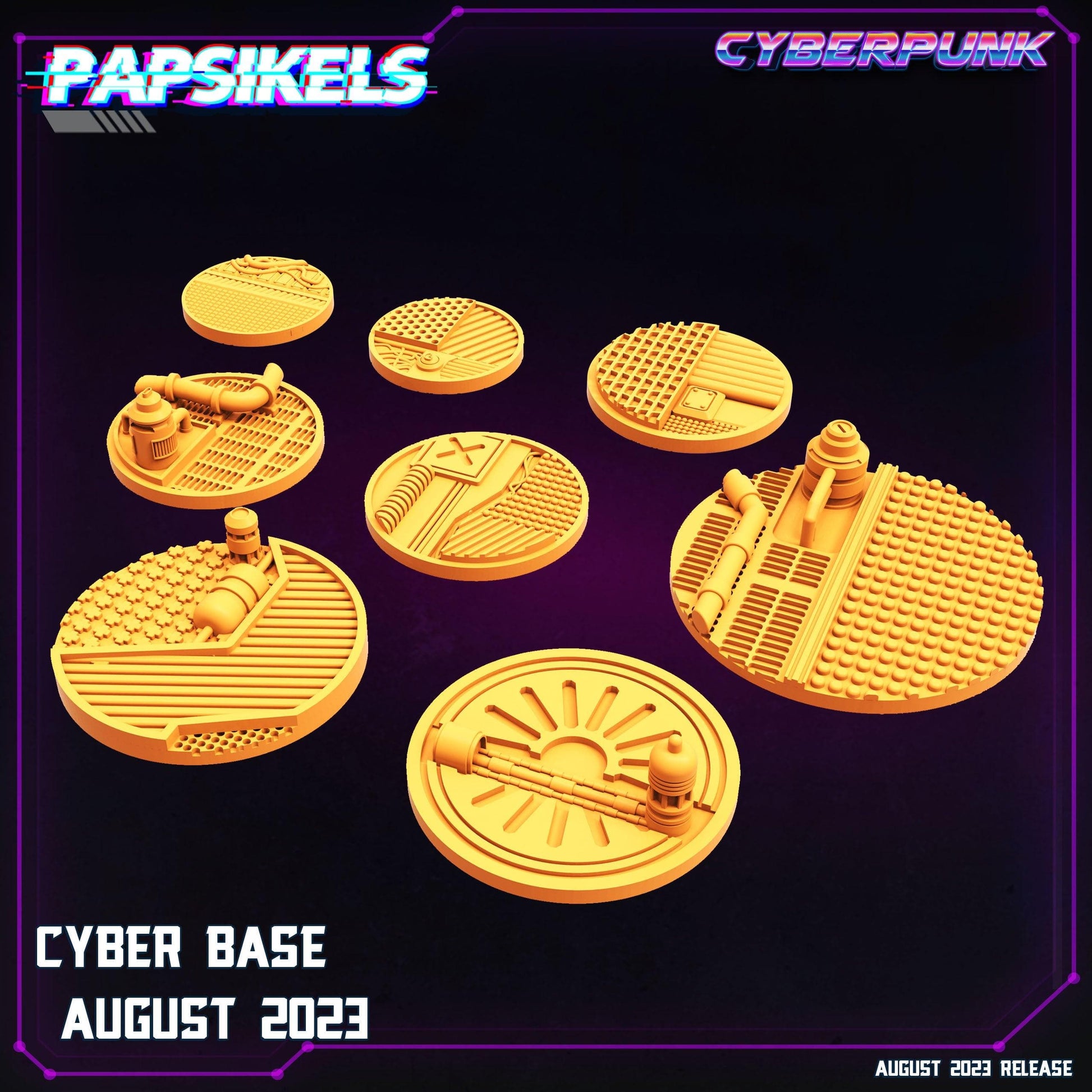 3D Printed Papsikels August 2023 - Cyberpunk Cyberbase August 2023 28mm 32mm - 3D Printing Boss 
