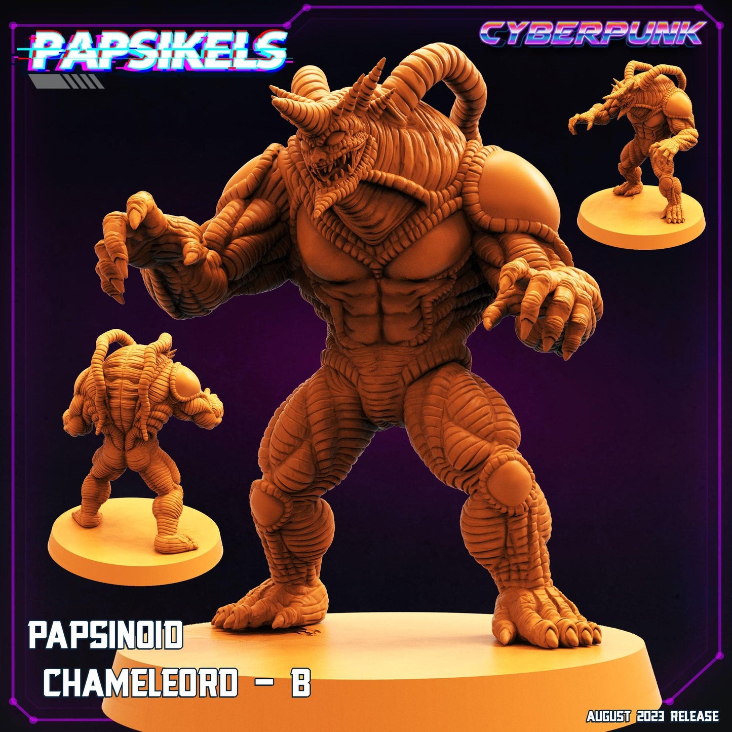 3D Printed Papsikels August 2023 - Cyberpunk Papsinoid Chameleord Set 28mm 32mm - 3D Printing Boss 