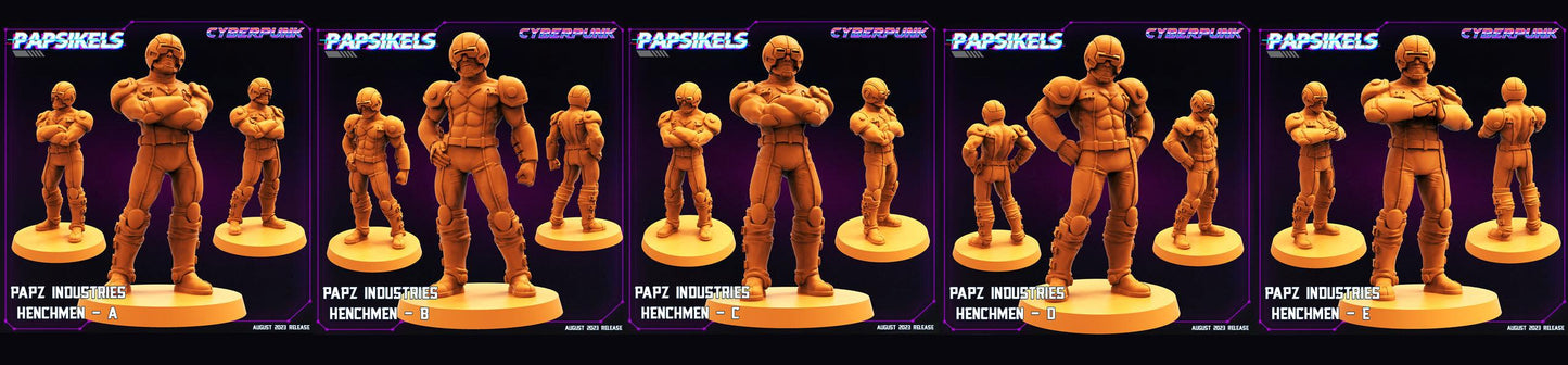 3D Printed Papsikels August 2023 - Cyberpunk Papz Industries Henchmen Set 28mm 32mm - 3D Printing Boss 
