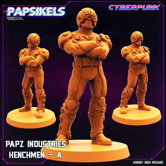 3D Printed Papsikels August 2023 - Cyberpunk Papz Industries Henchmen Set 28mm 32mm - 3D Printing Boss 