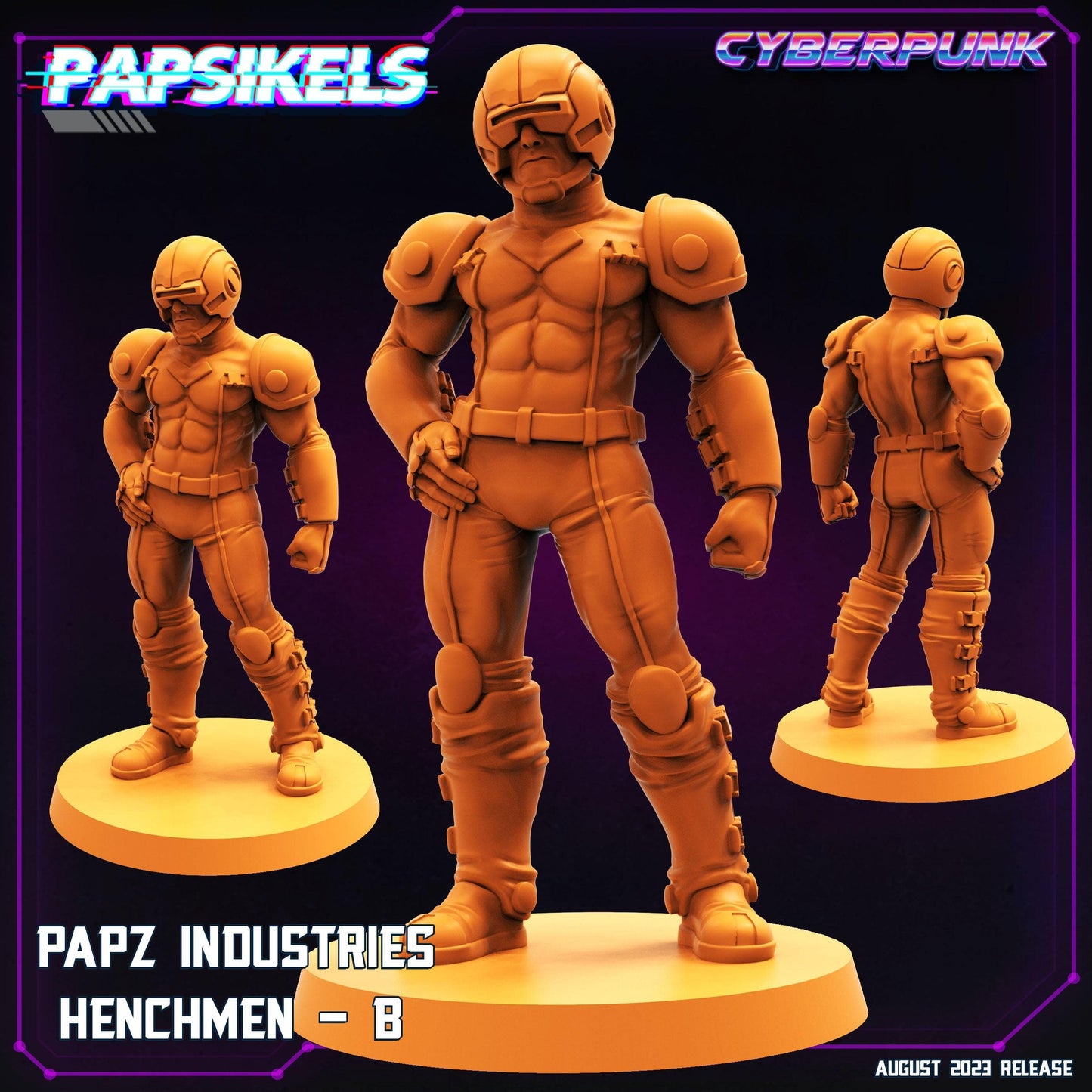 3D Printed Papsikels August 2023 - Cyberpunk Papz Industries Henchmen Set 28mm 32mm - 3D Printing Boss 