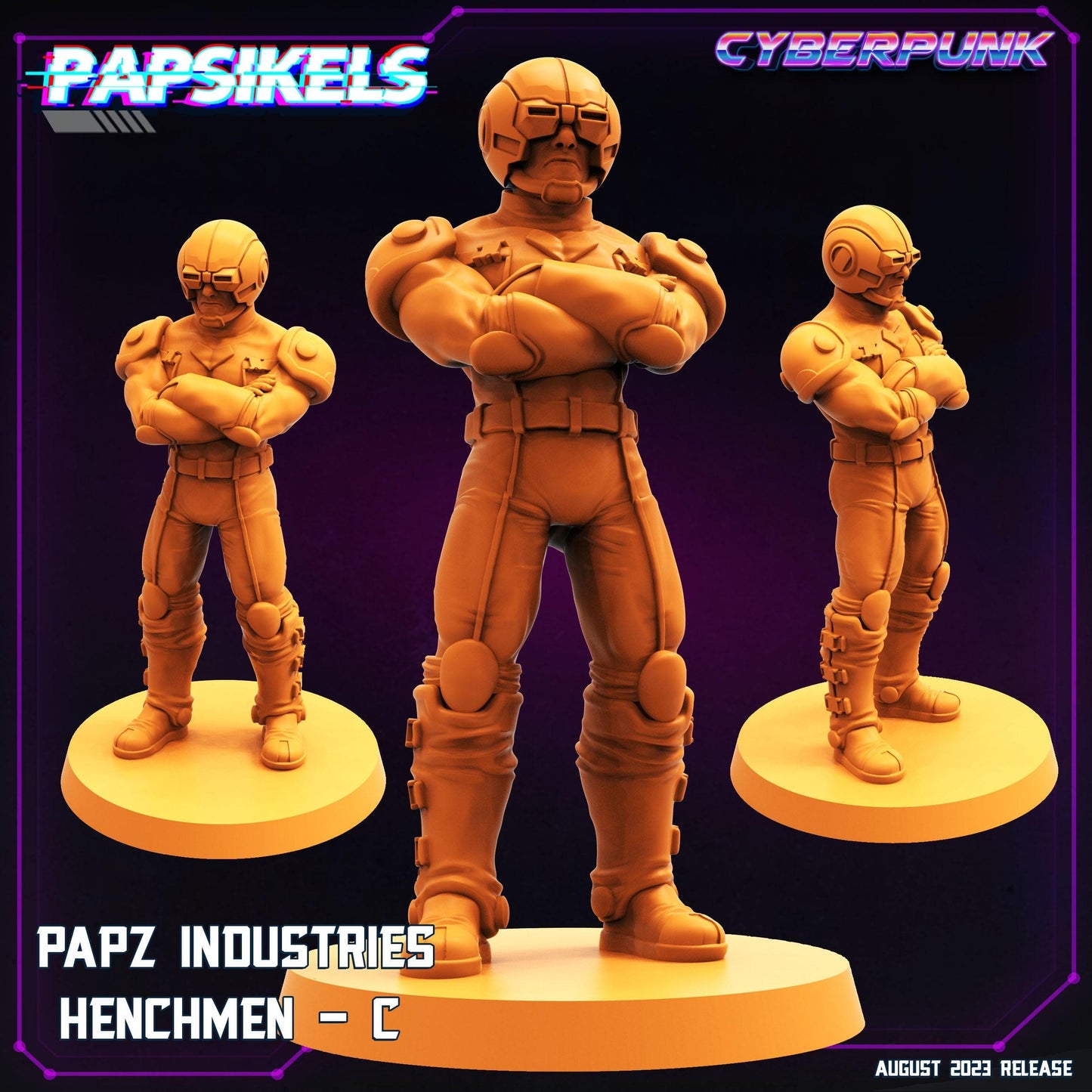 3D Printed Papsikels August 2023 - Cyberpunk Papz Industries Henchmen Set 28mm 32mm - 3D Printing Boss 