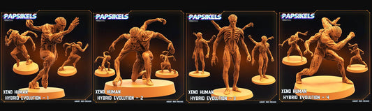 3D Printed Papsikels August 2023 - Xenowars Genesis Xeno Human Hybrid Evolution Set 28mm 32mm - 3D Printing Boss 