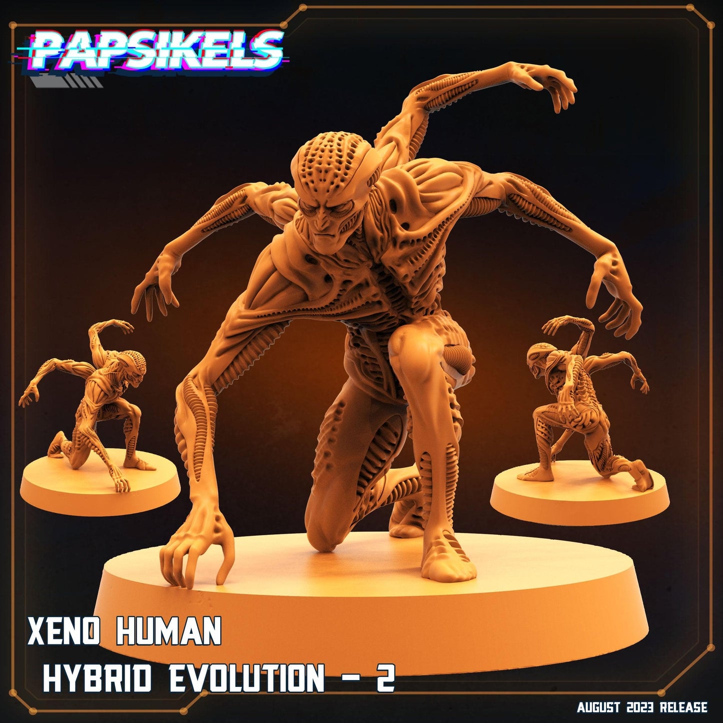 3D Printed Papsikels August 2023 - Xenowars Genesis Xeno Human Hybrid Evolution Set 28mm 32mm - 3D Printing Boss 