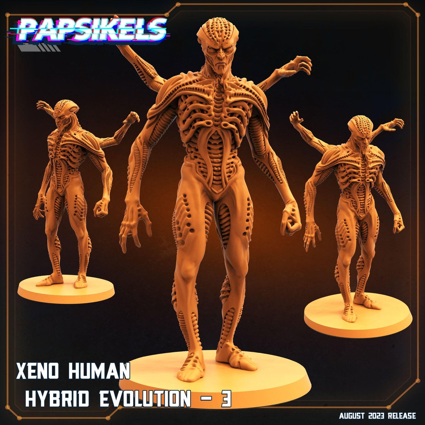 3D Printed Papsikels August 2023 - Xenowars Genesis Xeno Human Hybrid Evolution Set 28mm 32mm - 3D Printing Boss 