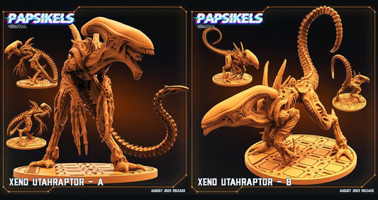 3D Printed Papsikels August 2023 - Xenowars Genesis Xeno Utahraptor Set 28mm 32mm - 3D Printing Boss 