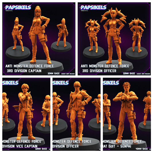 3D Printed Papsikels August 2024 Cyberpunk Anti Monster Defence Force Set 28mm 32mm - 3D Printing Boss 