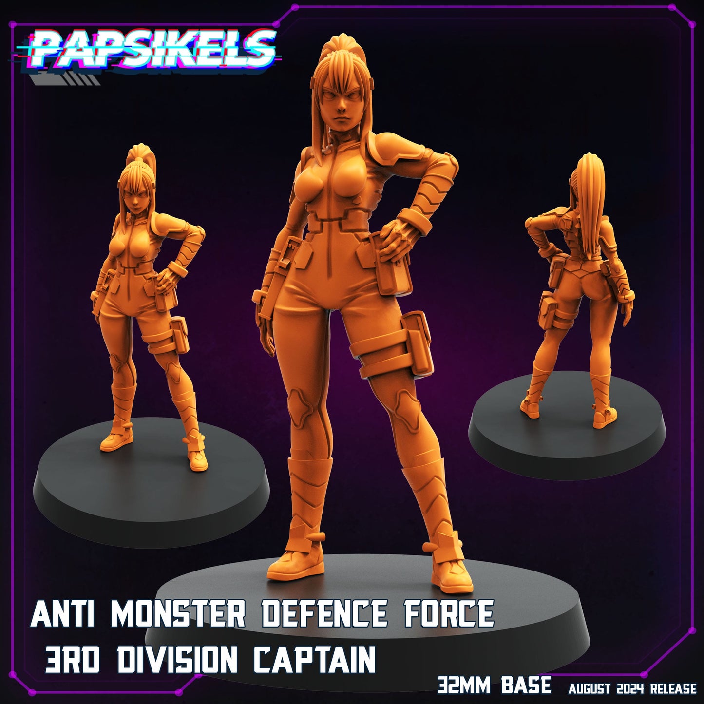 3D Printed Papsikels August 2024 Cyberpunk Anti Monster Defence Force Set 28mm 32mm - 3D Printing Boss 