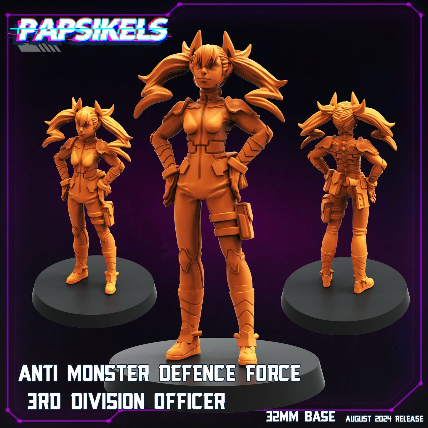 3D Printed Papsikels August 2024 Cyberpunk Anti Monster Defence Force Set 28mm 32mm - 3D Printing Boss 