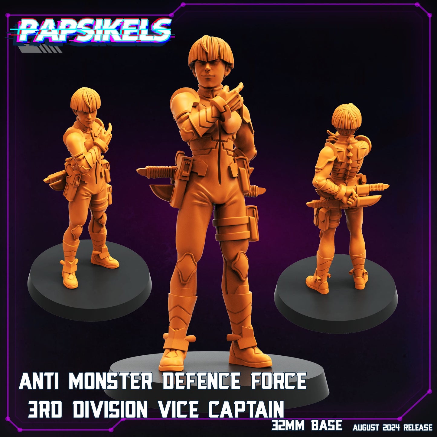 3D Printed Papsikels August 2024 Cyberpunk Anti Monster Defence Force Set 28mm 32mm - 3D Printing Boss 