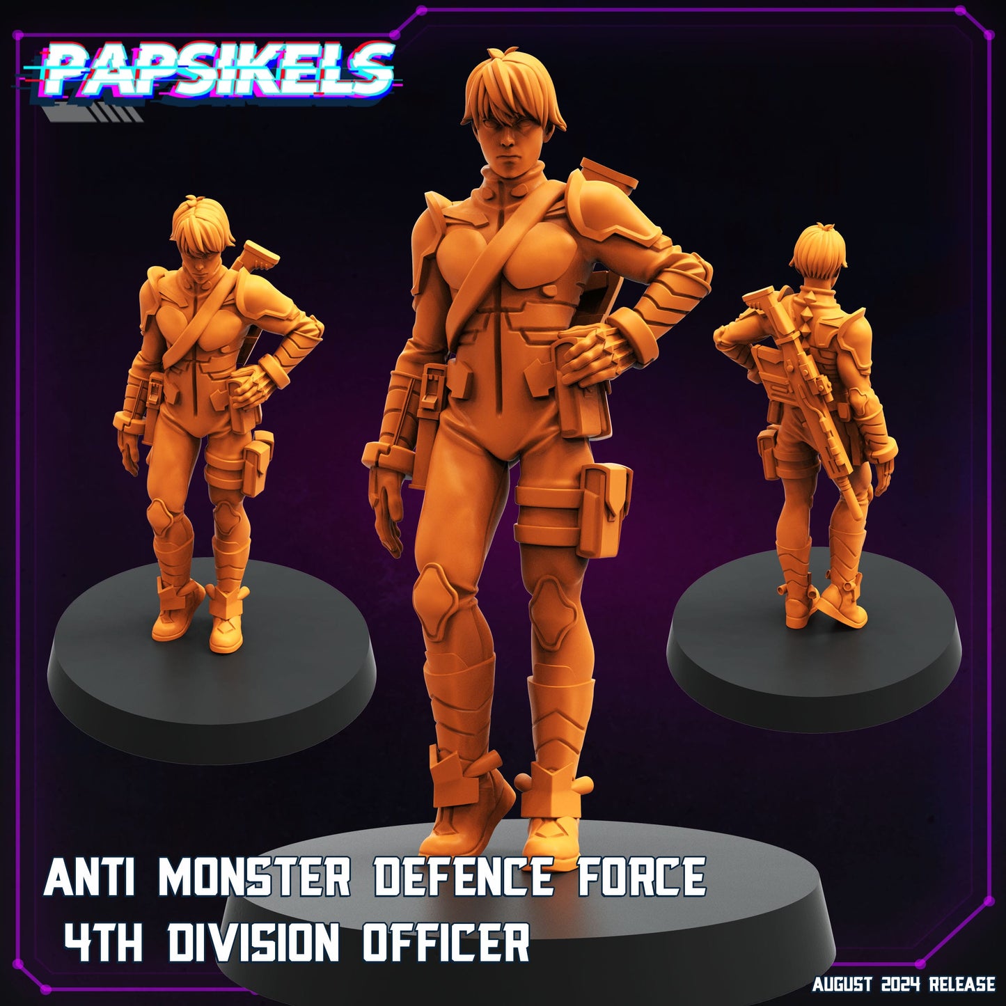 3D Printed Papsikels August 2024 Cyberpunk Anti Monster Defence Force Set 28mm 32mm - 3D Printing Boss 