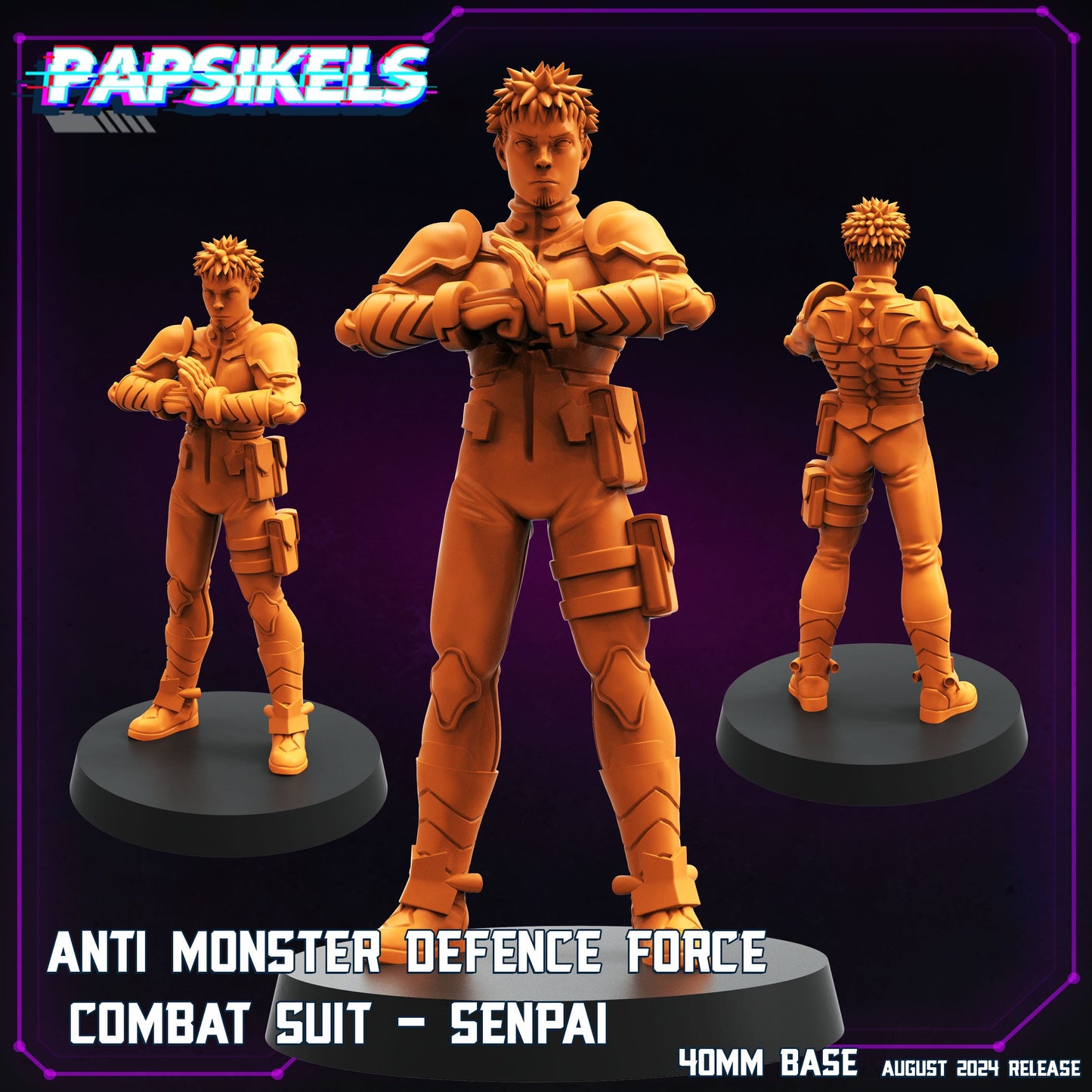 3D Printed Papsikels August 2024 Cyberpunk Anti Monster Defence Force Set 28mm 32mm - 3D Printing Boss 