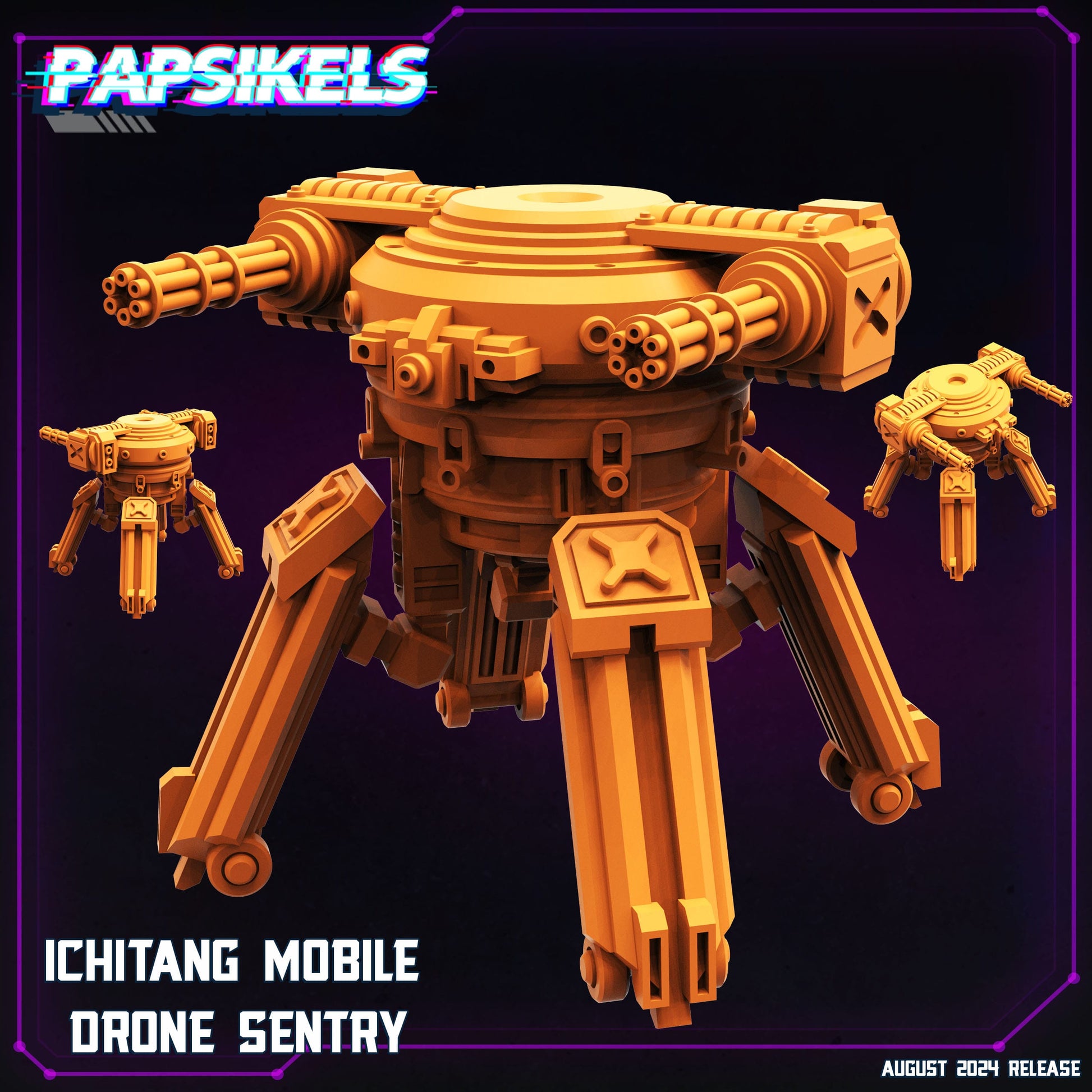 3D Printed Papsikels August 2024 Cyberpunk Ichitang Mobile Drone Sentry 28mm 32mm - 3D Printing Boss 